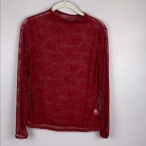Elegant maroon lace Sheer Blouse large
